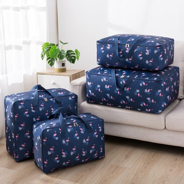 Set 3 túi đựng đồ bằng vải oxford dạng hộp có khóa kéo để chăn màn quần áo siêu bền siêu nhẹ MS.2021