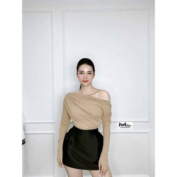 Áo phông giấy lệch vai