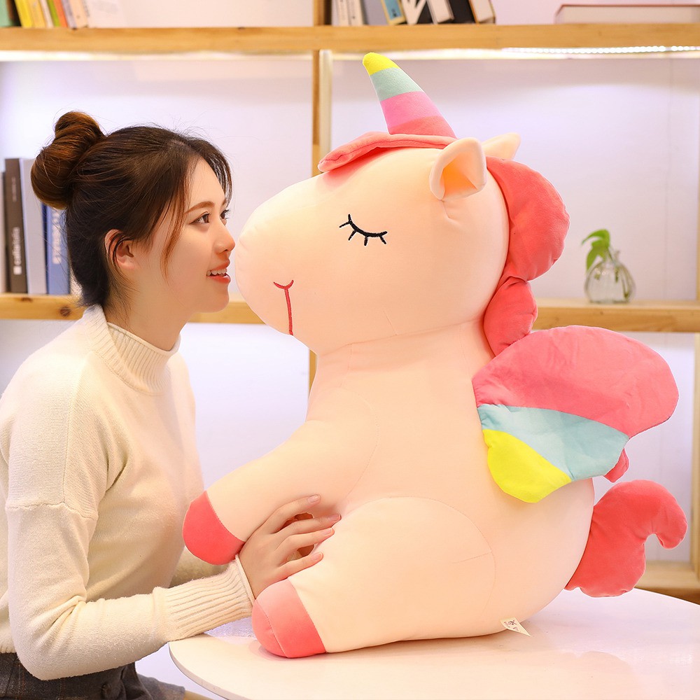 THÚ NHỒI BÔNG NGỰA KÌ LÂN UNICORN NGỒI CHO BÉ FULL SIZE FULL MẪU (40CM--->80CM)