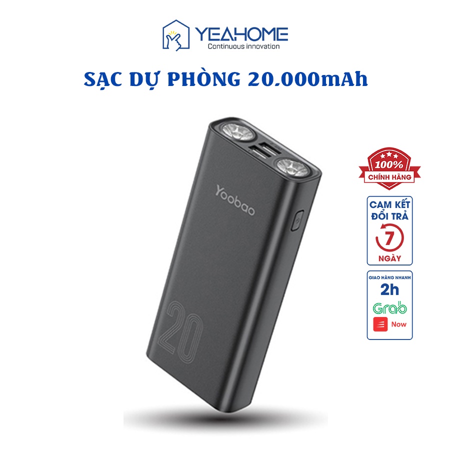 Pin sạc dự phòng Yoobao L20 20000mAh tích hợp 2 đèn LED siêu sáng