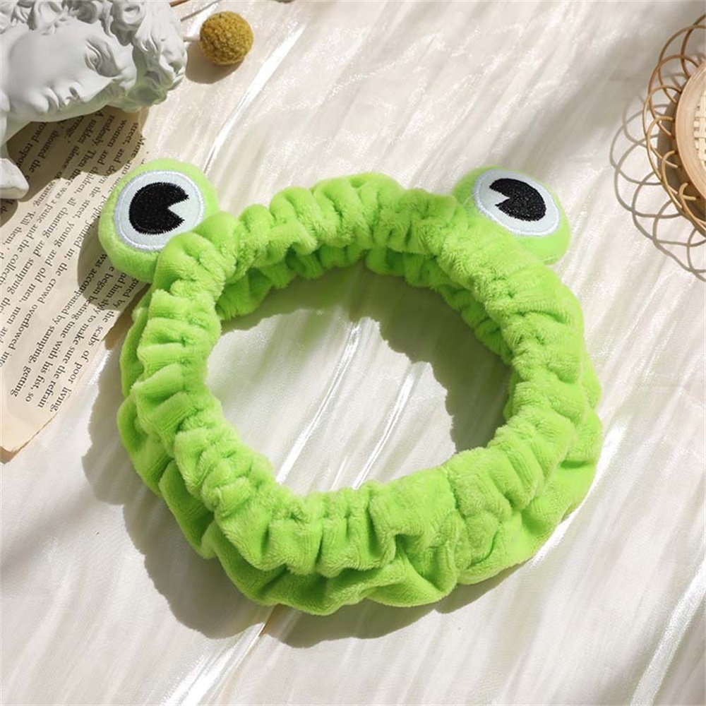 Cute Cartoon Green Frog Headband Wash Face Makeup Hair Hoop For Women Girls Bandwidth Edge Tighten Headwear Hair Accessories