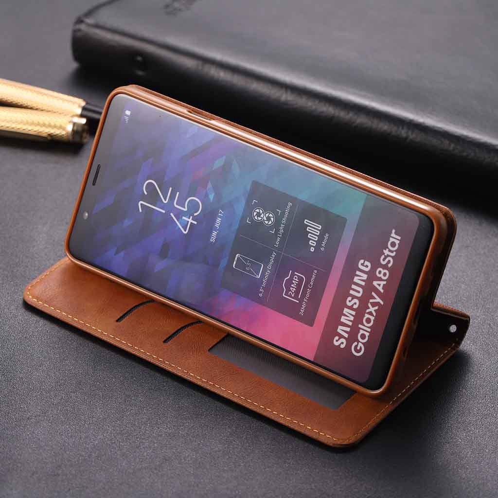 Bao da điện thoại mềm nắp lật thời trang cho Samsung Galaxy A8 | BigBuy360 - bigbuy360.vn