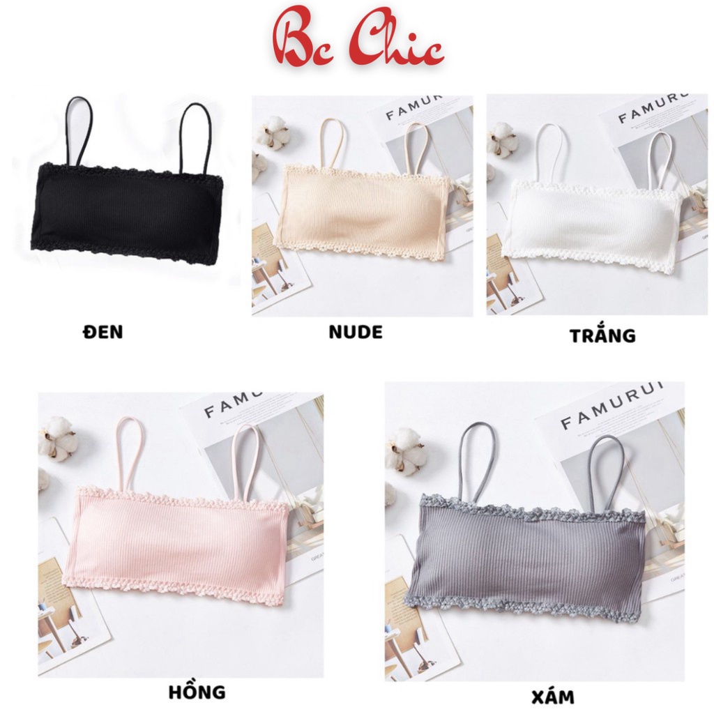 Áo Lót Nữ , Áo bra gân tăm viền cài sau 2 dây nâng ngực sexy điệu đà mẫu B636 BC_CHIC LINGERIE