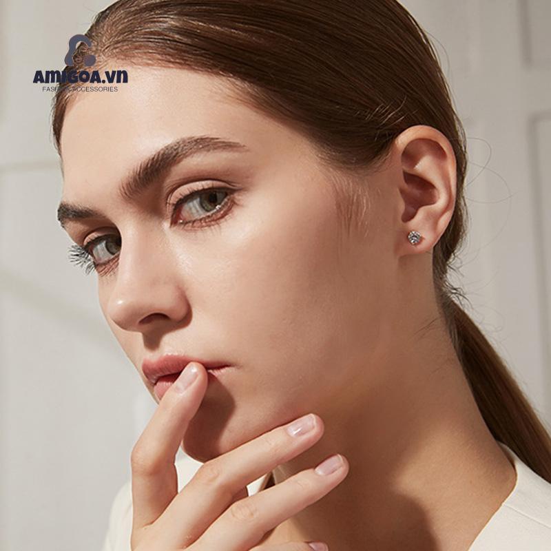 ✨✨Bông Tai Hình Tròn Xoắn Ốc 1.25CT Màu Trắng Đính Đá Sapphire Cổ Điển Cho Nữ