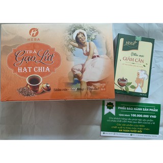 Combo trà giảm cân Hera Plus + trà giảm cân gạo lứt hạt chia ckèm thước dây và phiếu bảo hành