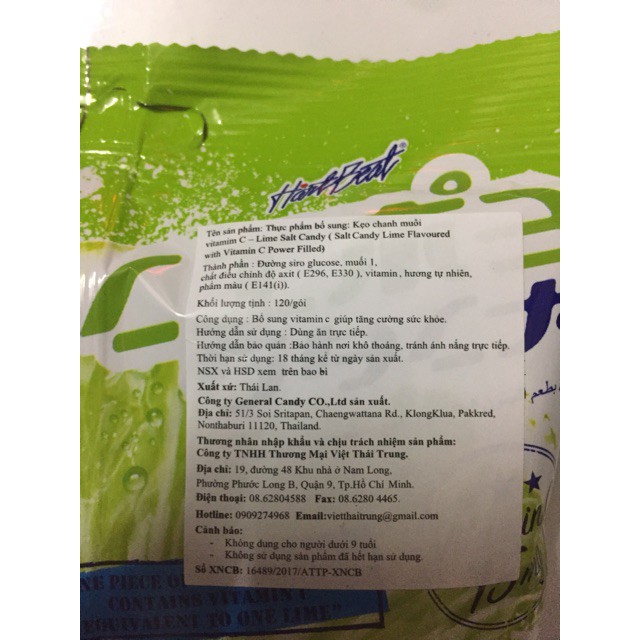 Kẹo chanh, mây,Thơm muối  thái lan 120g bổ sung vitamin C