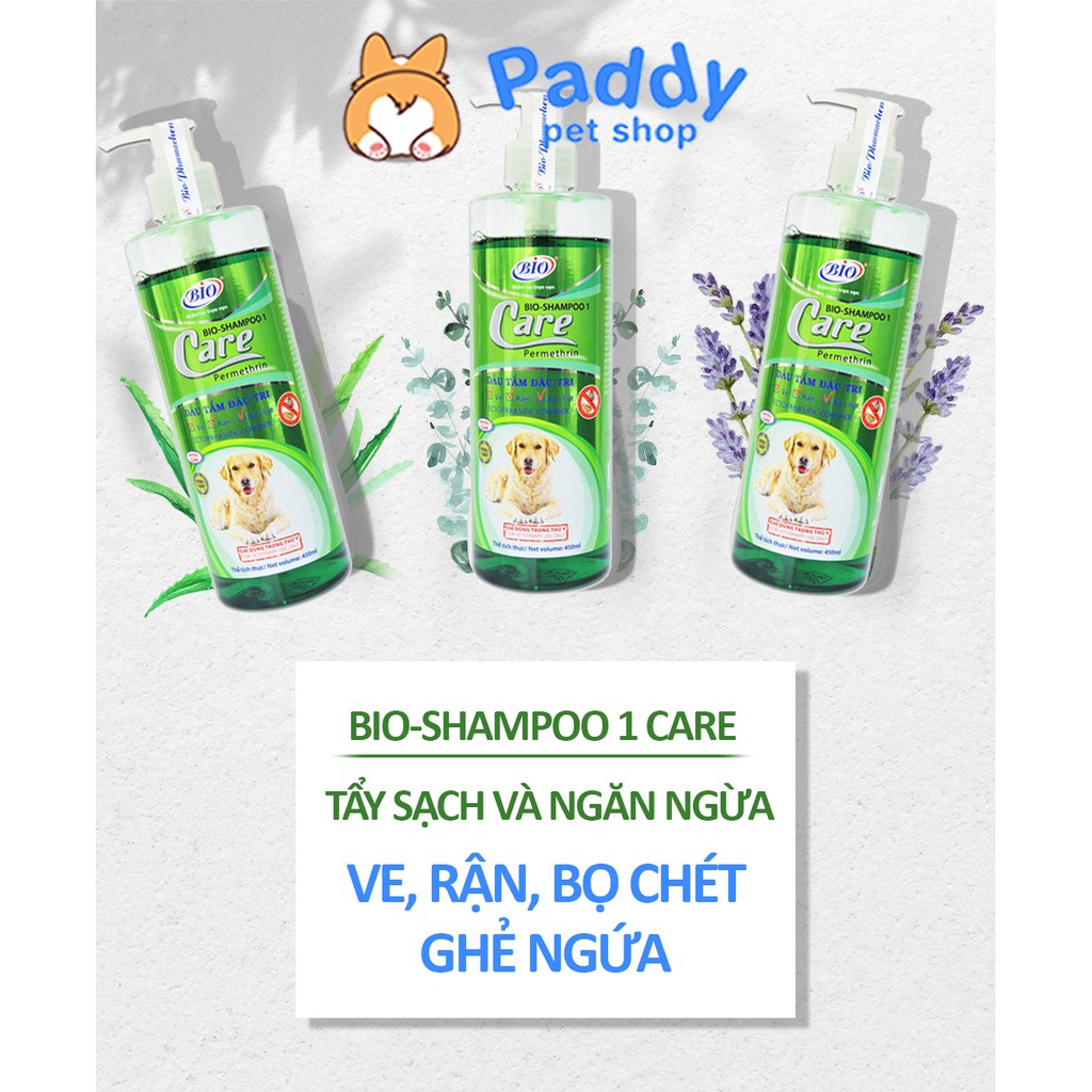 [450ml] Sữa Tắm Tẩy Sạch Và Ngăn Ngừa Ve, Rận, Bọ Chét Cho Chó Mèo Bio-Shampoo 1 Care Permethrin