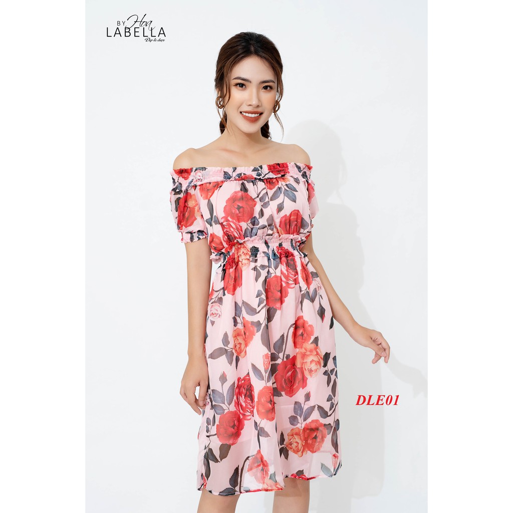 Đầm Maxi Dáng xòe, trễ vai, chất liệu voan lụa phù hợp đi biển, dự tiệc HOALABELLA mã DLE01 | BigBuy360 - bigbuy360.vn
