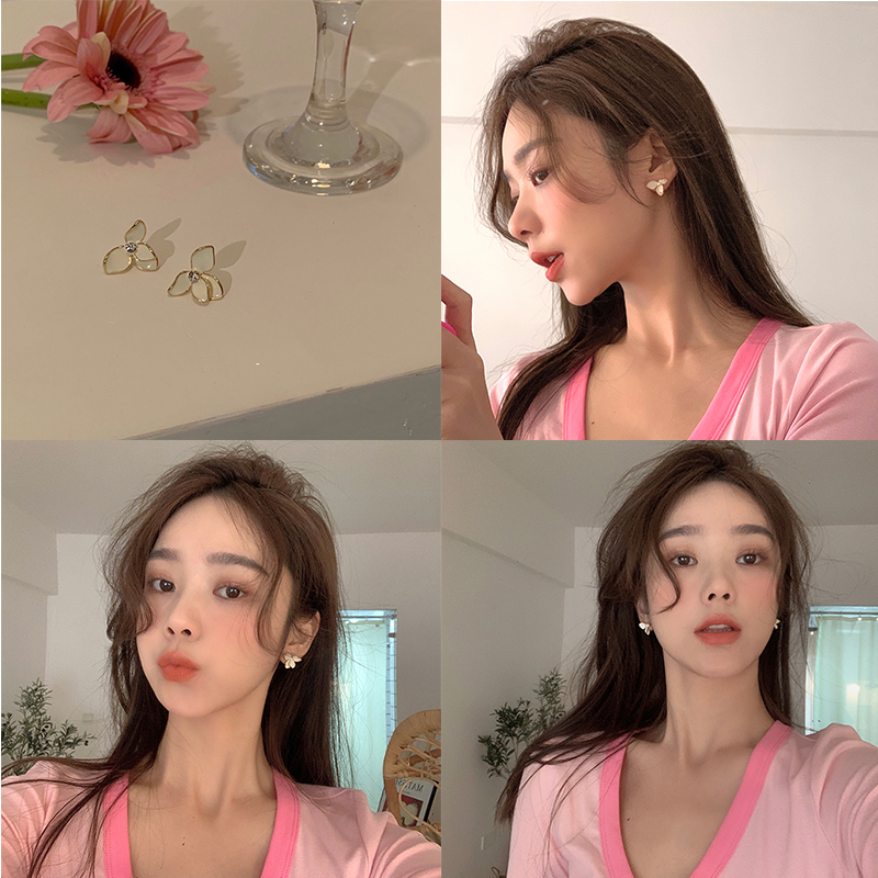 Khuyên tai hợp kim bạc hình bông hoa thời trang nữ thanh lịch