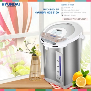 Phích nước điện tử hyundai hde 5100, công suất 750w, bảo hành 12 tháng.