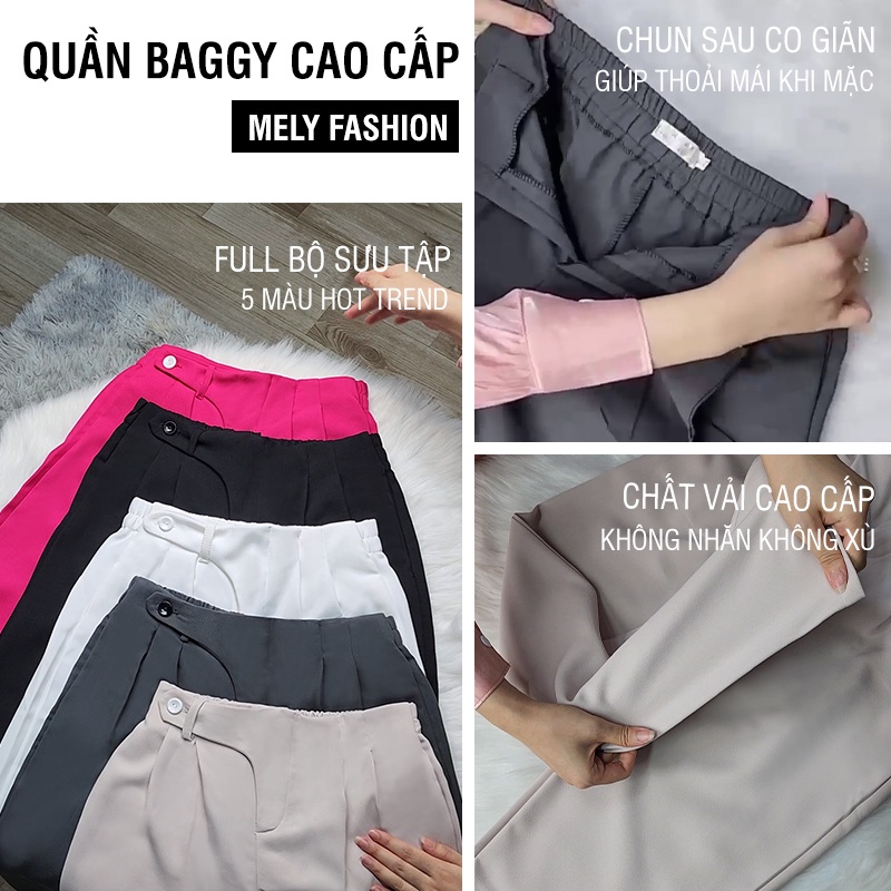 Quần tây baggy công sở nữ lưng chun cạp cao có BIGSIZE dáng quần âu ống đứng mặc đi làm đi học đi chơi QD22