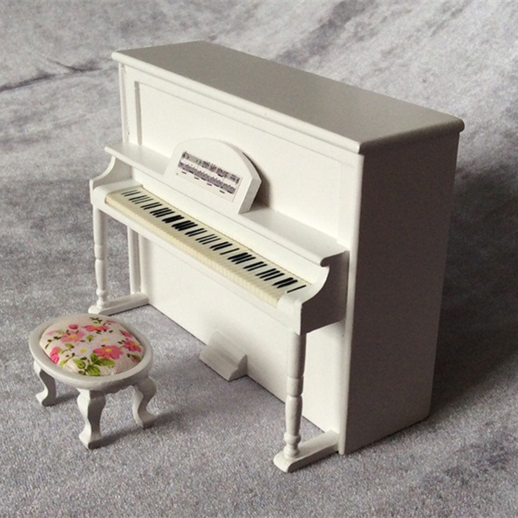 sunshine123 1 Set Miniature Scale 1:12 Smooth Wear-resistance Dollhouse Wooden Piano for Decor