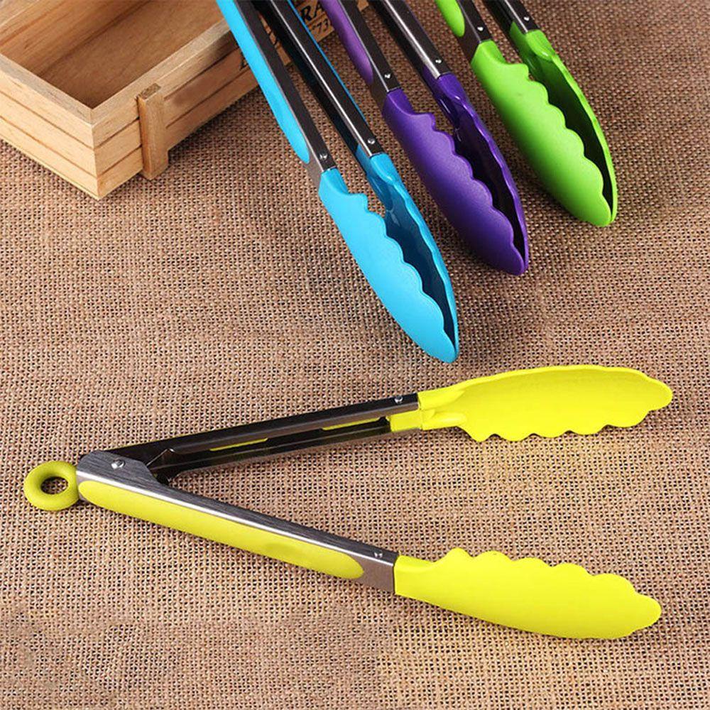 IVORY 1 Kẹp Gắp Thức Ăn Bằng Thép Không Gỉ Tay Cầm Silicone