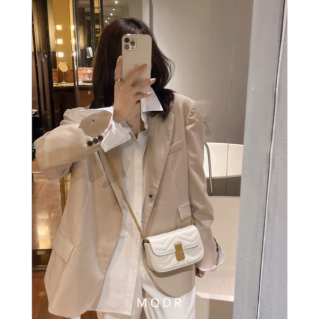 Túi Xách Dây Xích Đeo Vai Có Khóa Cài Nhỏ Nhắn Xinh Xắn