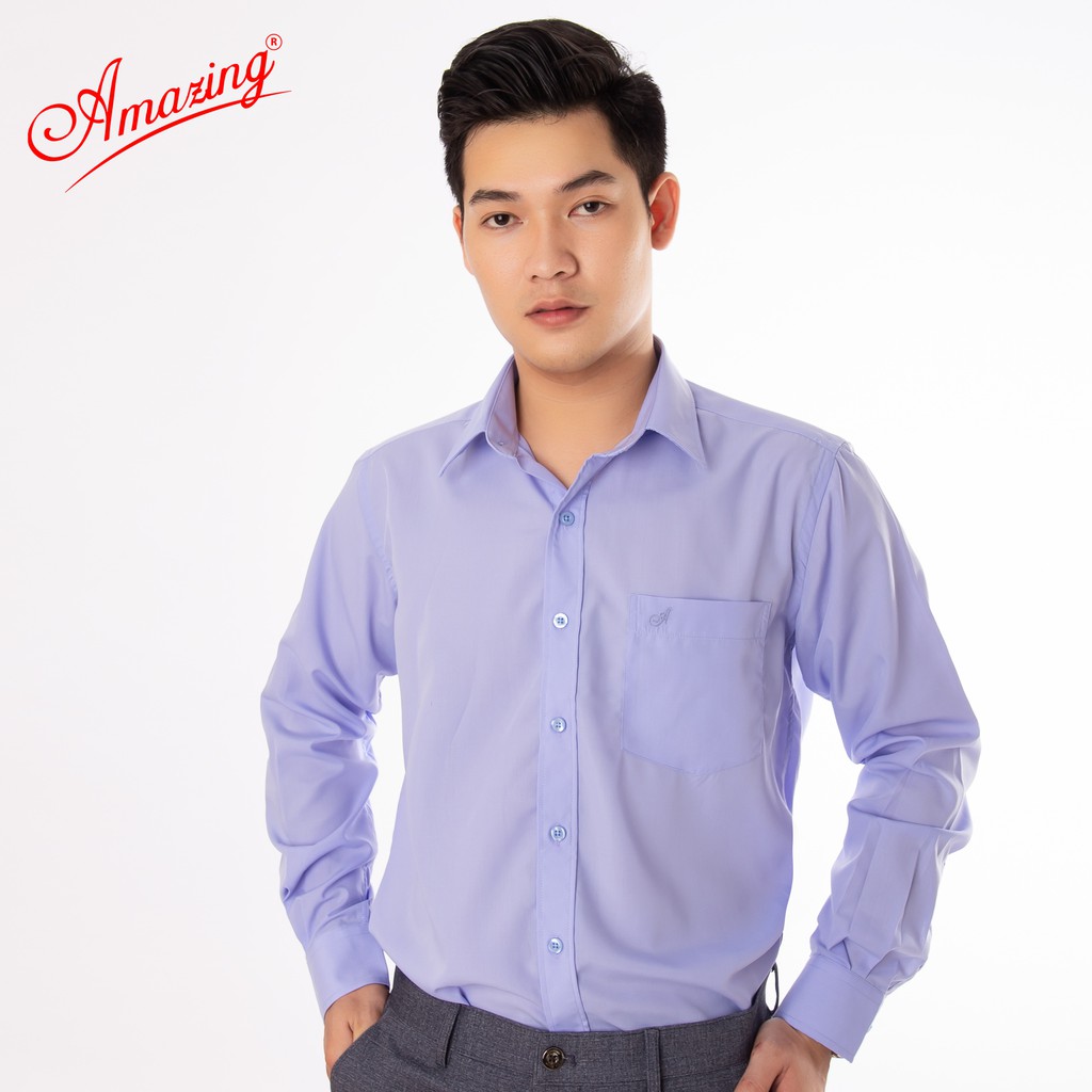Áo sơ mi nam màu xám Amazing, vải KT silk mềm mượt, thời trang công sở trung niên, size tới 95kg
