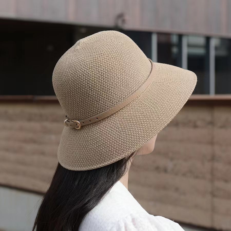 Nón Nữ Chống Nắng Phối Dây Da Style Phương Tây Trang Nhã Form Mềm