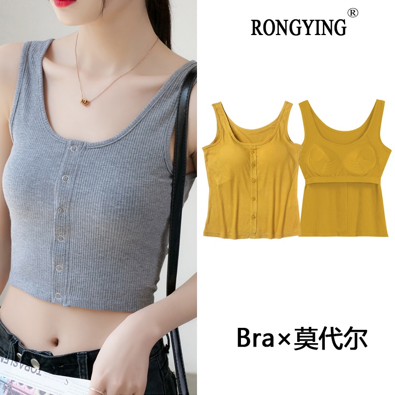 Áo Lót Hai Dây Có Mút Đệm Ngực Màu Vàng Phong Cách Ngọt Ngào Thời Trang Mùa Hè Dành Cho Nữ