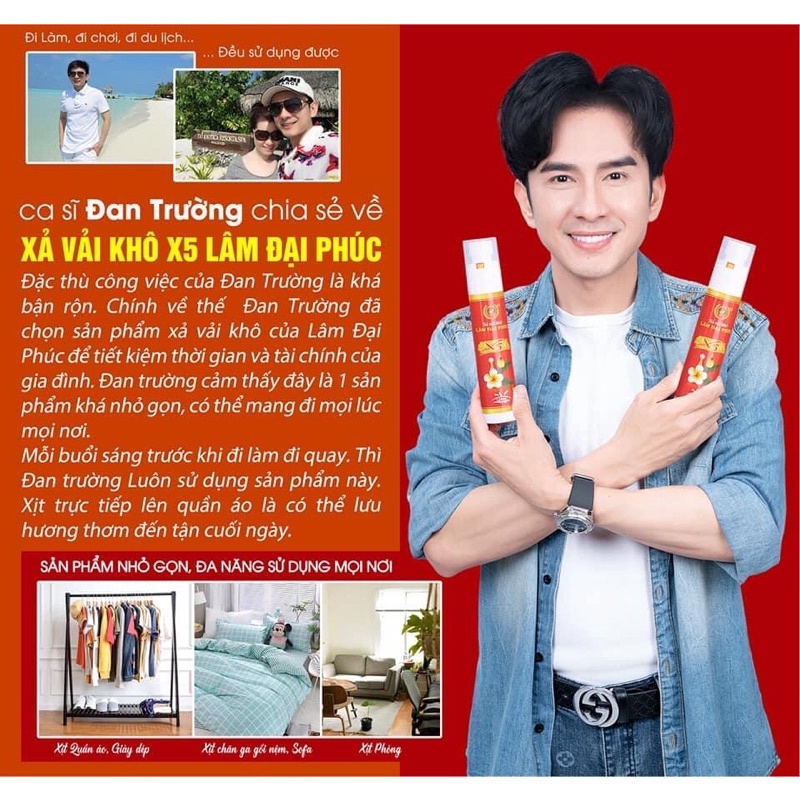 Mua 5 tặng 1 xịt xả khô, xịt thơm quần áo Lâm Đại Phúc, hương comfor, hương downy