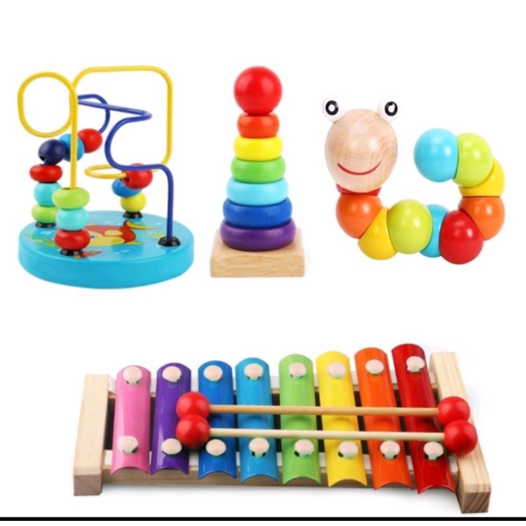 Bộ Combo 6 Loại Đồ Chơi Gỗ Phát Triển Trí Tuệ Cho Bé, Đồ Chơi Giáo Dục Sớm, Giáo Cụ Montessori