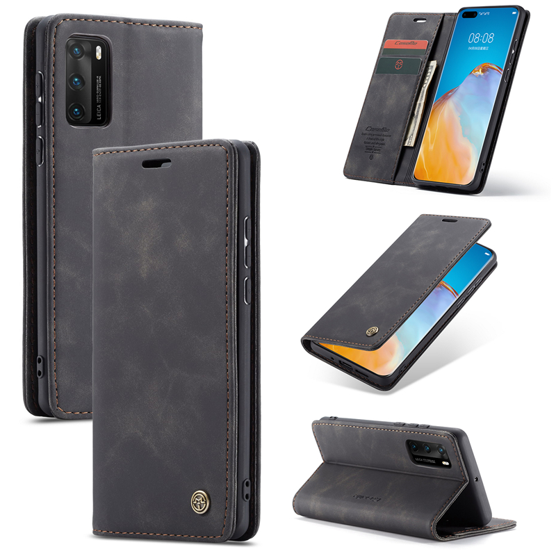 Bao da điện thoại có nắp lật và ngăn đựng thẻ cho Huawei P20 P30 P40 P50 Mate 30 Pro Lite