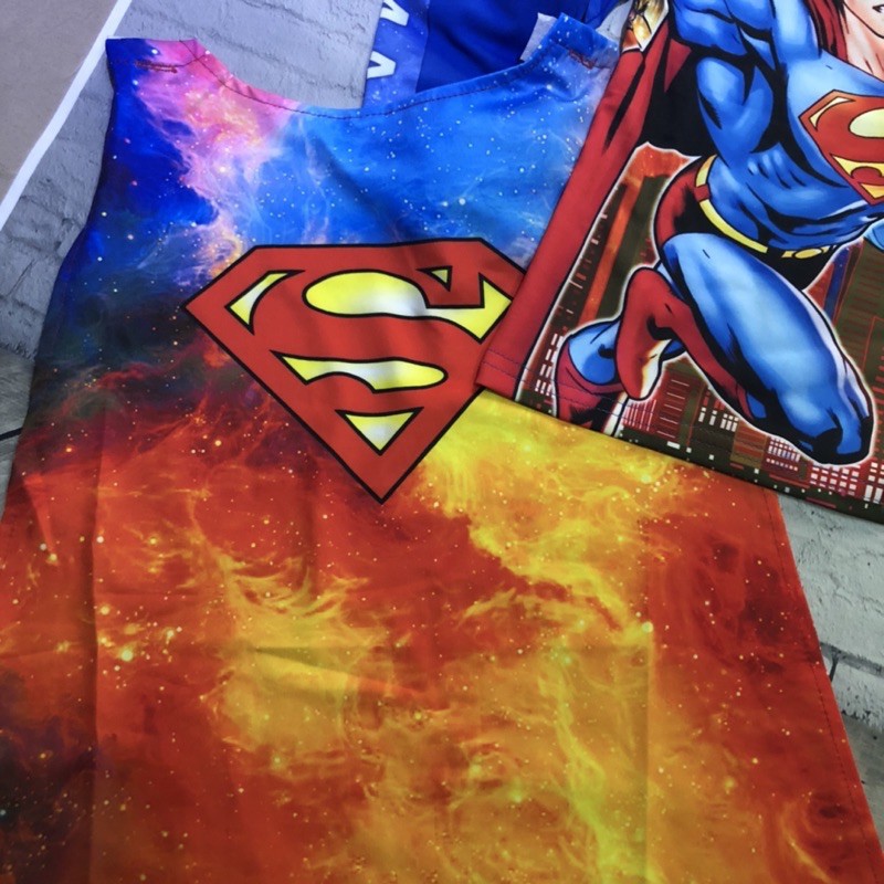 Bộ Siêu Nhân - Super Man Dài Tay  In 3D, Co Giãn 4 Chiều, Thấm Mồ Hôi tốt (Tặng Áo Choàng Và Mặt Nạ), Đẹp Xịn