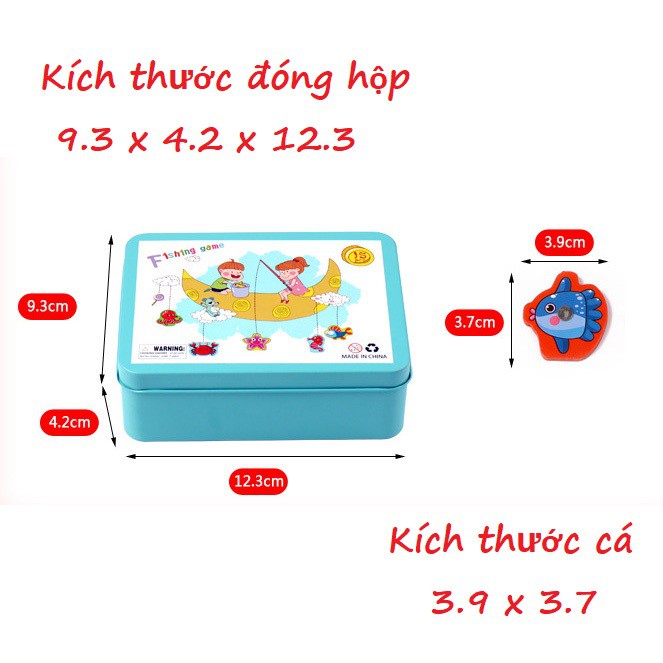 Đồ chơi gỗ, bộ đồ chơi câu cá hình sinh vật biển gắn nam châm