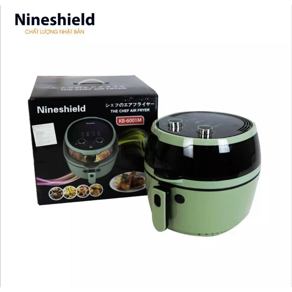 NỒI CHIÊN KHÔNG DẦU NINESHIELD 8L KB-6001M THIẾT KẾ MẶT KÍNH THÔNG MINH HIỆN ĐẠI