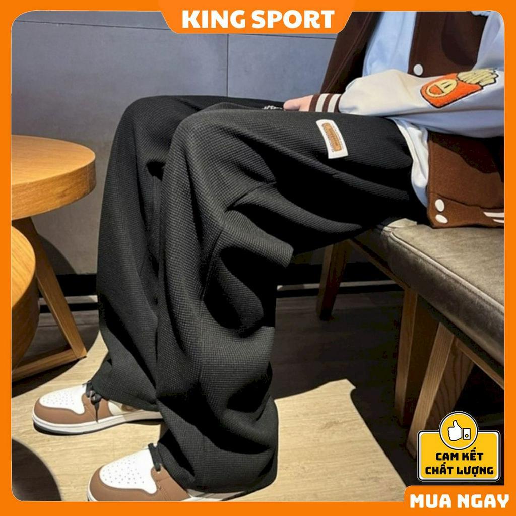 Quần vải ống suông nam nữ form rộng chất cotton tổ ong đẹp KING SPORT Quần dài baggy ống rộng unisex dày dặn QN04