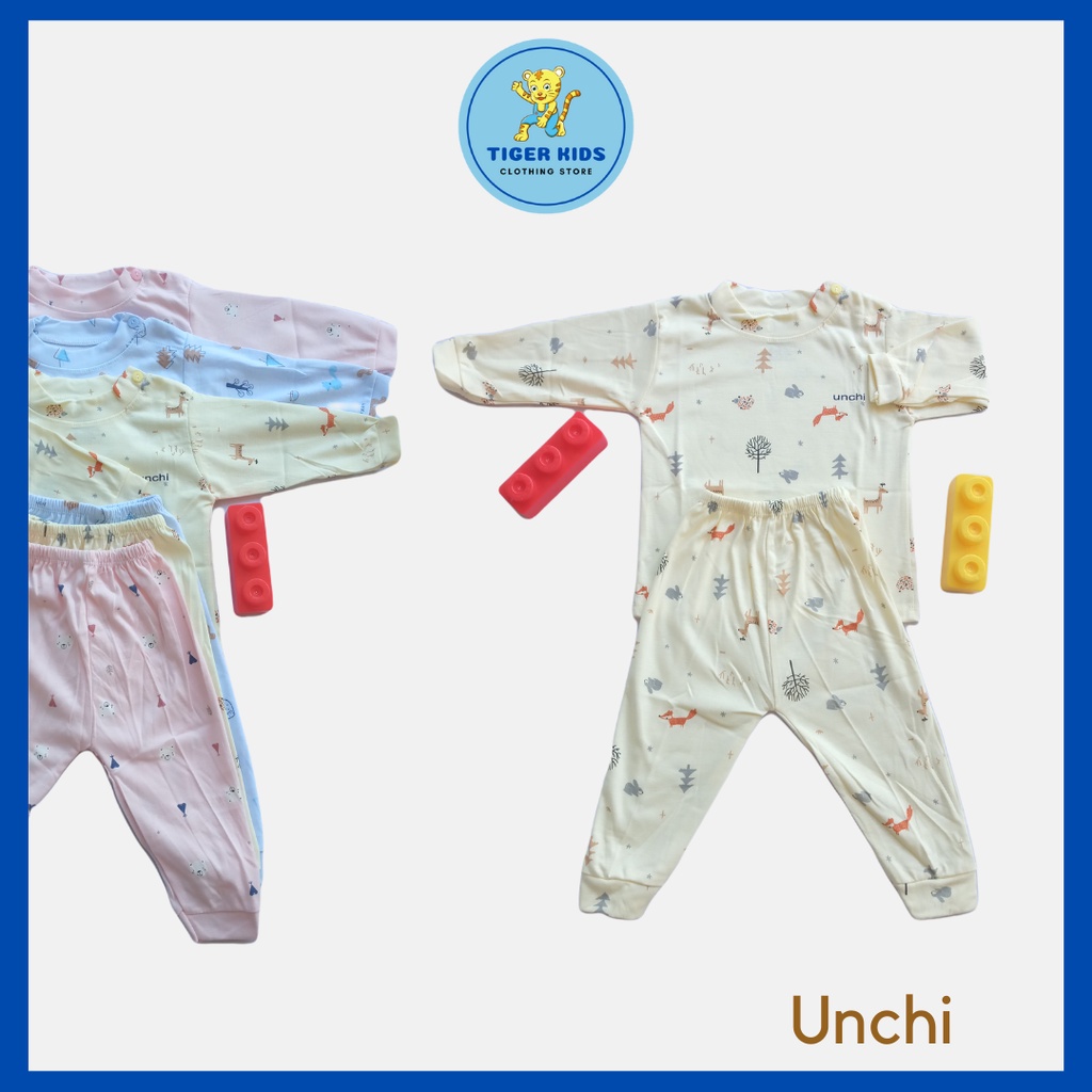 COMBO 3 Bộ Dài Tay Cài Vai Unchi Họa Tiết Dễ Thương Cho Bé_Vải Tơ Sinh Học Sợi Tre