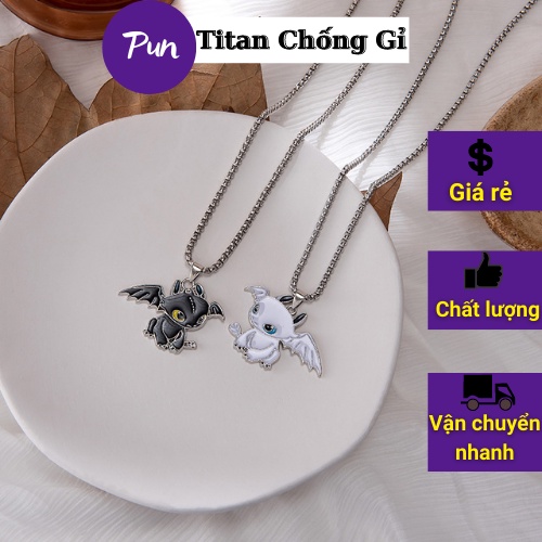 Vòng Cổ Đôi Uyên Ương Cao Cấp Titan Không Gỉ PUN Dây Chuyền Cặp Phong Cách Hàn Quốc Hot- VC Night Fury