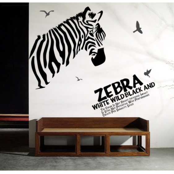Decal trang trí tường Chú ngựa vằn đen ZEBRA