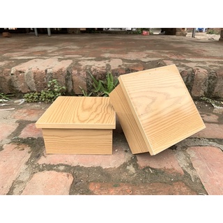 Đôn kê gỗ vuông màu vàng, đôn gỗ kê tượng màu vàng