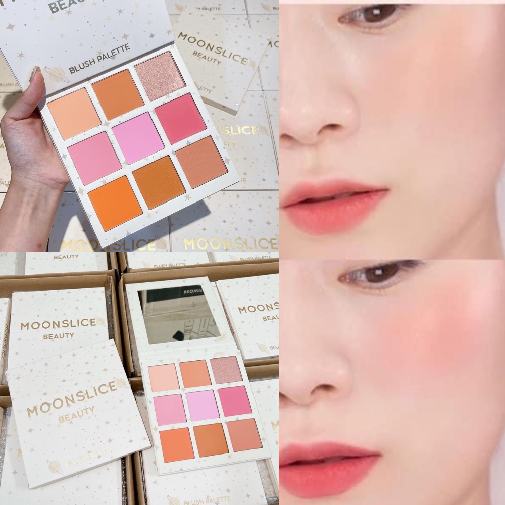 Bảng phấn má hồng 9 ô Moon Slice Beauty Brush Palette tạo khối và bắt sáng tự nhiên bám màu lâu trôi