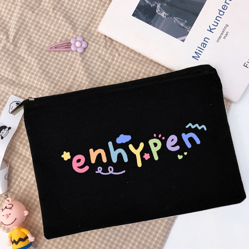 ❤Bút Chì enhypen ❤ Túi Đựng Bút Bằng Vải canvas In Hình Thời Trang Ốp