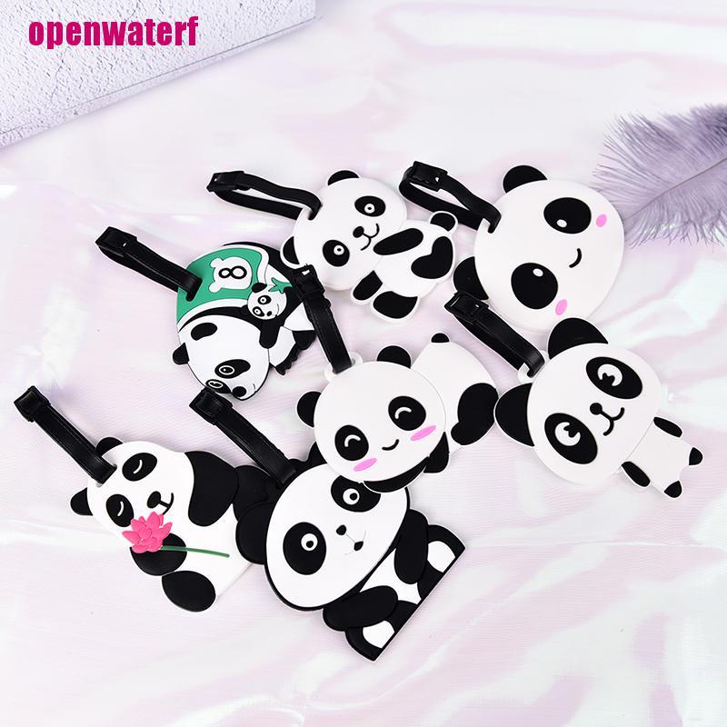 【openf】New Cute Panda Bear Luggage Tag Label Suitcase Bag ID Tag Name Address Tag