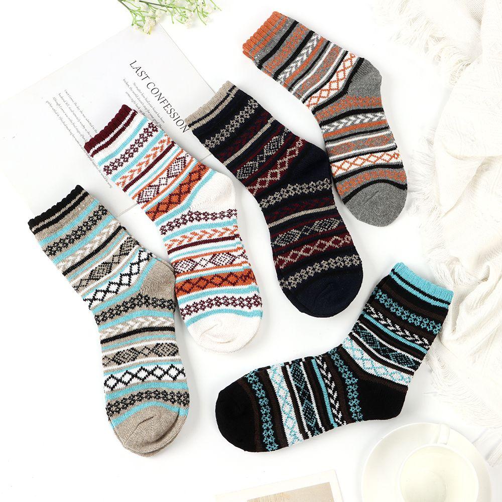 Set 5 Đôi Tất Dày Giữ Ấm Mùa Thu Đông Cho Nam Nữ