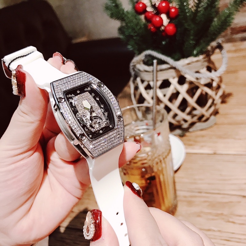 Đồng hồ nữ Hanboro by huboler dây Silicon trắng