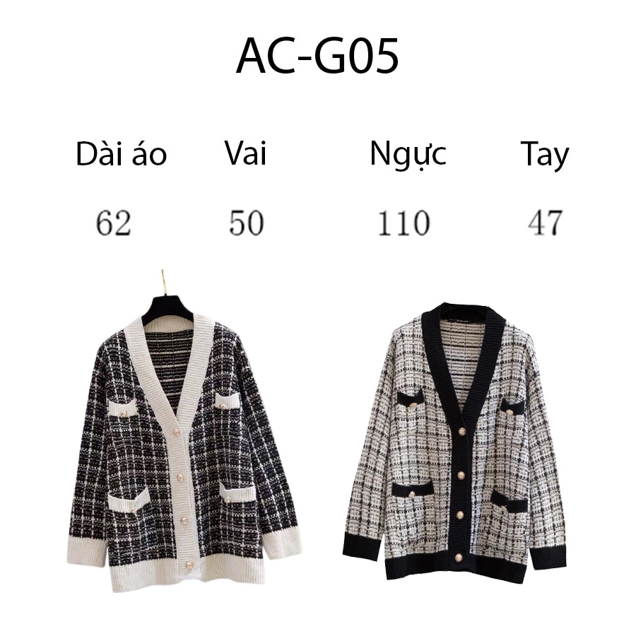 Áo khoác len Cadigan, Khoác cảdigan dạ tweet - AC-G05