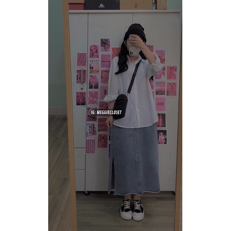 [ ẢNH THẬT ĐỘC QUYỀN MEGGIECLOSET] Chân váy jean xẻ một bên DUBATI | BigBuy360 - bigbuy360.vn