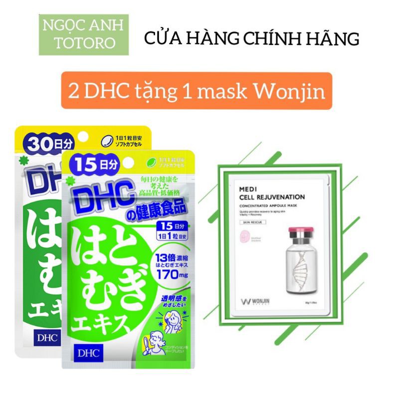 Viên uống Trắng da DHC Nhật Bản Adlay Extract 15 Ngày (15 Viên) và 30 ngày (30 viên)tặng mặt nạ Wonjin