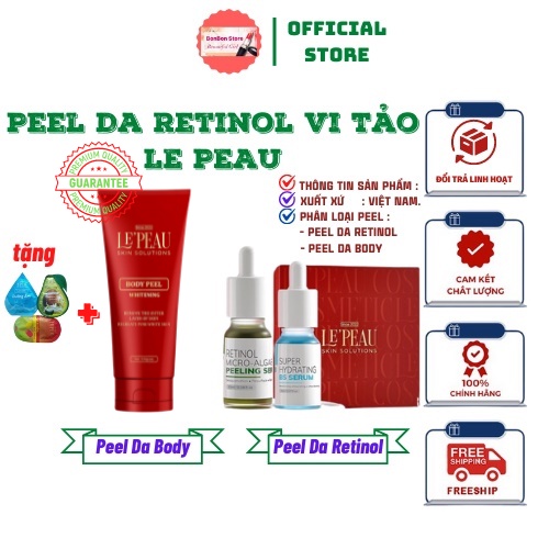 Peel Da Retinol Vi Tảo LE PEAU, Tinh Chất Tái Tạo Da Sinh Học Căng Bóng, Tặng Kèm Serum B5 Phục Hồi - 10ml [ Auth ]
