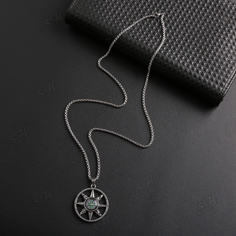 Dây Chuyền Vòng Cổ Cho Nam Nữ Kuu Studio Màu Bạc Unisex Đơn Giản Ngầu Đẹp Chất Liệu Titan Không Gỉ - Vòng cổ La Bàn