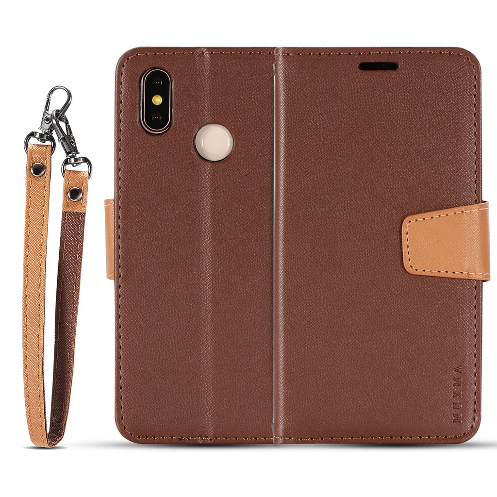 Bao da thoại nắp gập phối 2 màu dạng ví da cho Xiaomi Mi 8 / 8 Se / 8 Lite