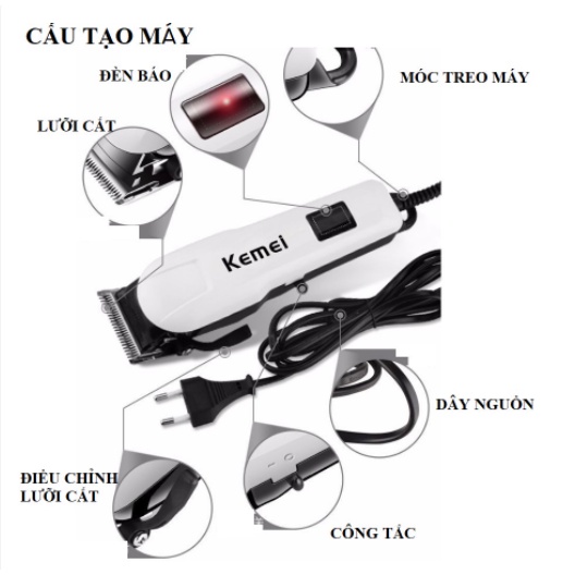 Tông Đơ Cắt Tóc Chuyên Nghiệp KEMEI KM- 809C cắt tóc salon và gia đình, thiết kế gọn nhẹ