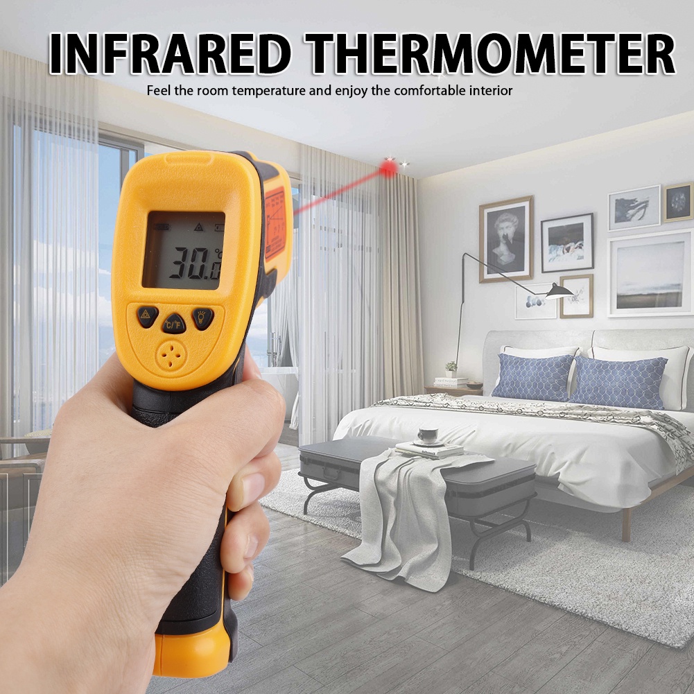 Nhiệt Kế Hồng Ngoại Kỹ Thuật Số Cảm Biến Thông Minh Cầm Tay Không Tiếp Xúc Laser Màu Đỏ