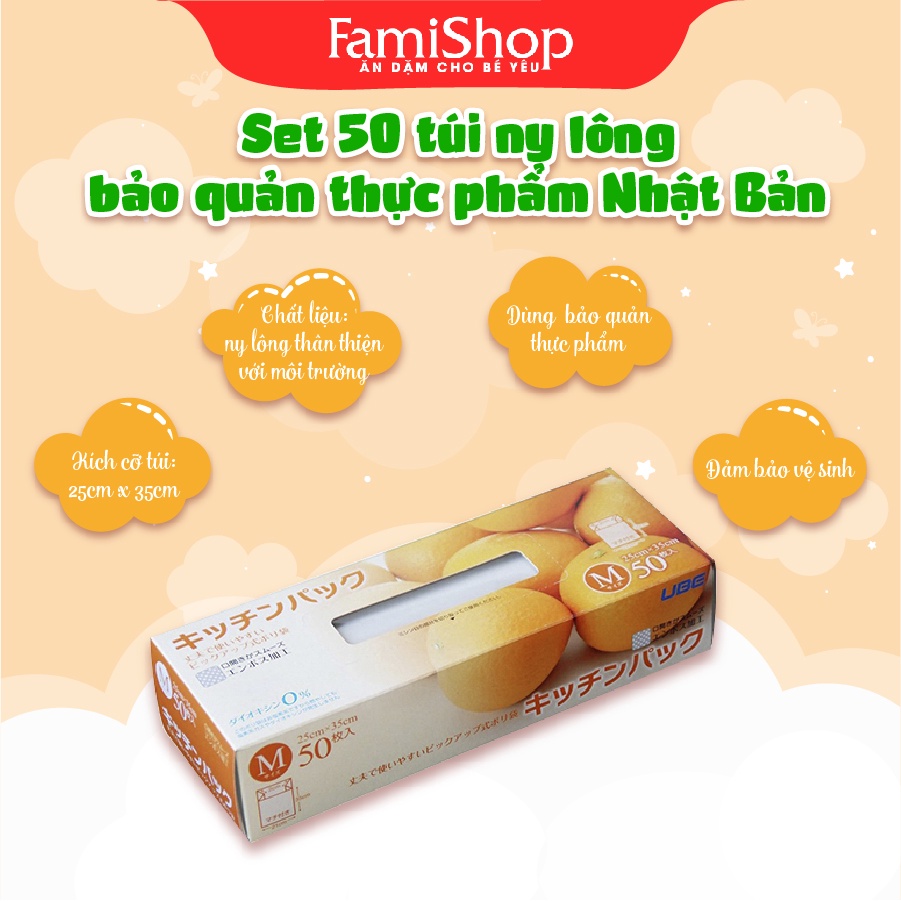 FamiShop Set 50 túi ny lông bảo quản thực phẩm Nhật Bản