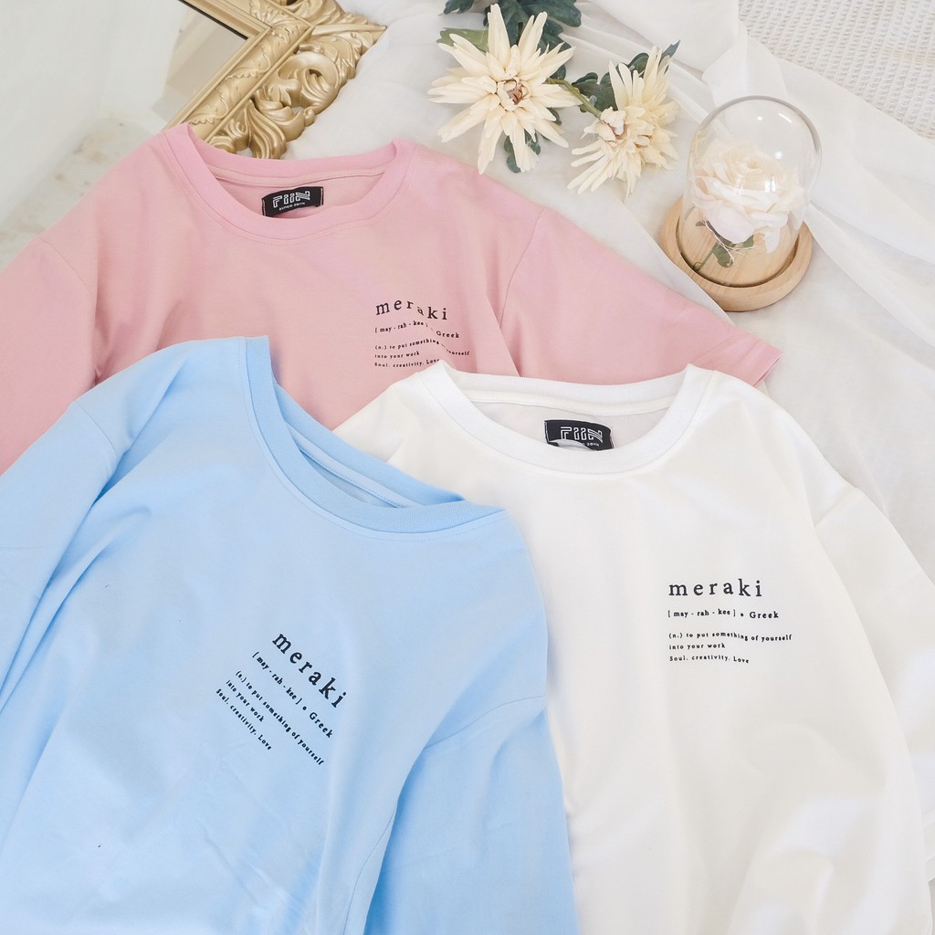 Áo thun tay lỡ MERAKI nhiều màu Ulzzang - Made by Fiin