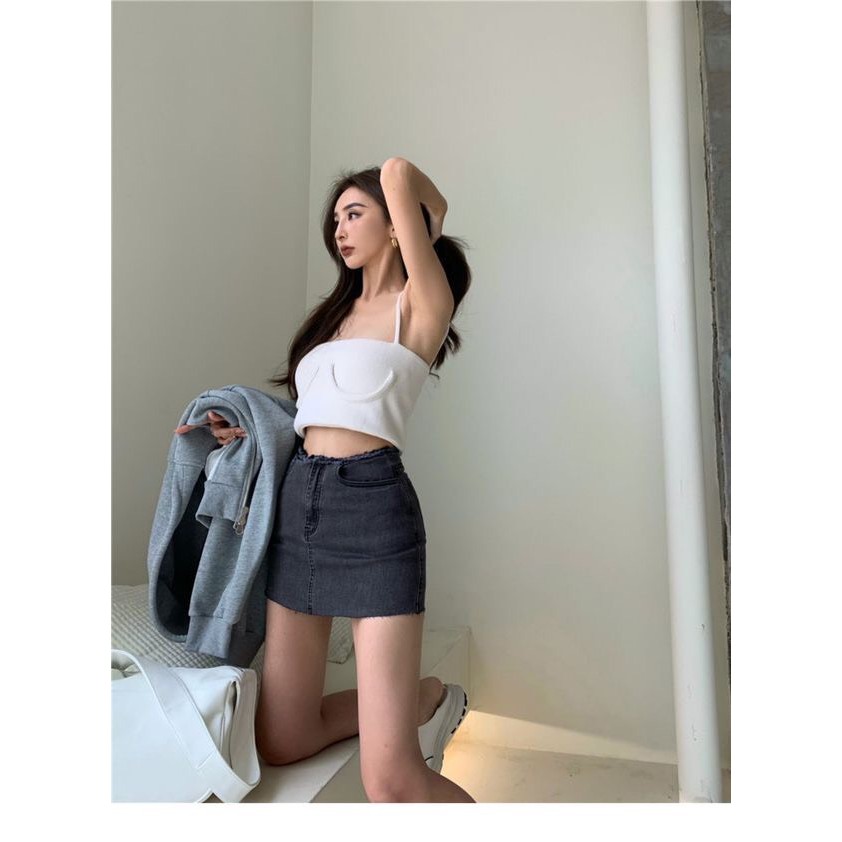Chần váy jean lưng cao phong cách hàn quốc trẻ trung năng động | BigBuy360 - bigbuy360.vn
