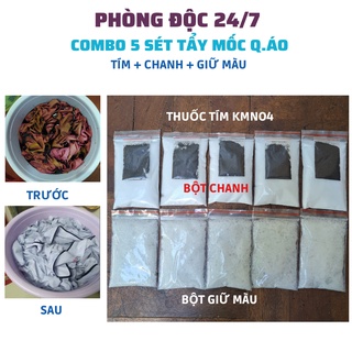 Combo 10 Sét Tẩy mốc quần áo, thuốc tím bột chanh tẩy trắng hiệu quả