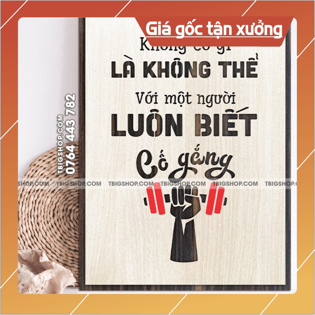 Tranh tạo động lực - mẫu câu "không có gì là không thể với một người luôn biết cố gắng"